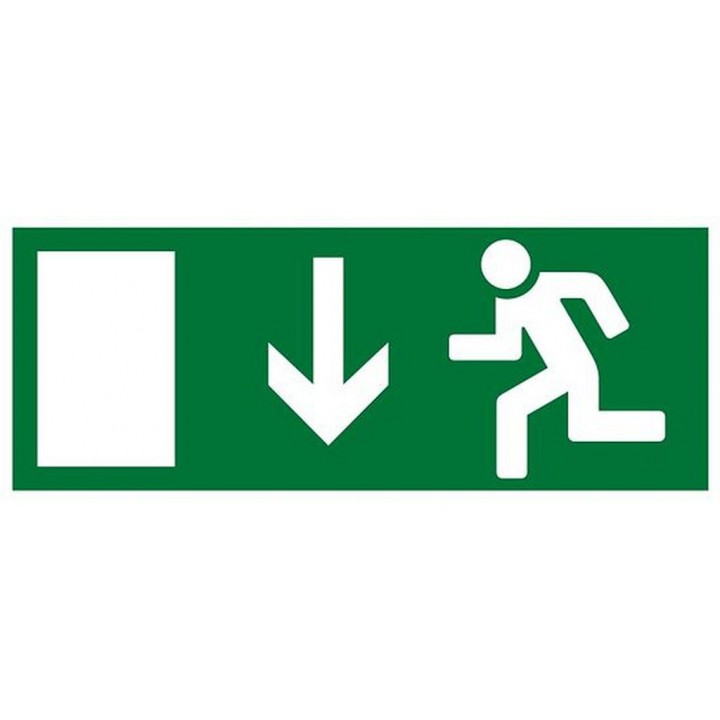 Наклейка Эвакуационный выход по лестнице направо вверх (330х120)