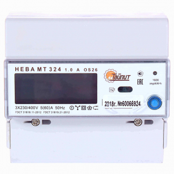 Счетчик электроэнергии НЕВА МТ 324 1.0 AO S26 трехфазный многотарифный, 5(60), кл.точ. 1.0, D, ЖКИ 6119736