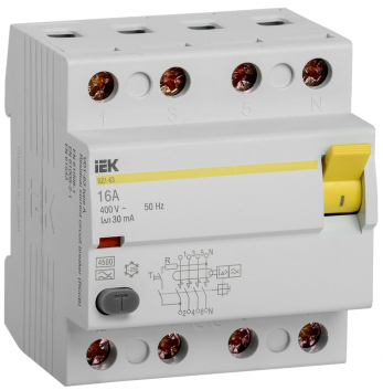 Выключатель дифференциального тока (УЗО) ВД1-63 4п 16А 300мА АС