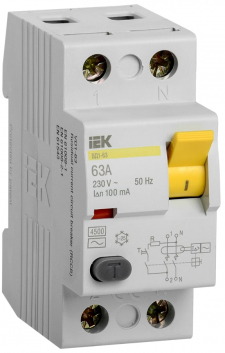 Выключатель дифференциальный тока (УЗО) ВД1-63 2Р 63А 100мА тип А