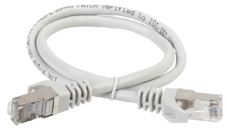 Патч-корд ITK категория 6A S/FTP 1 метр PVC серый