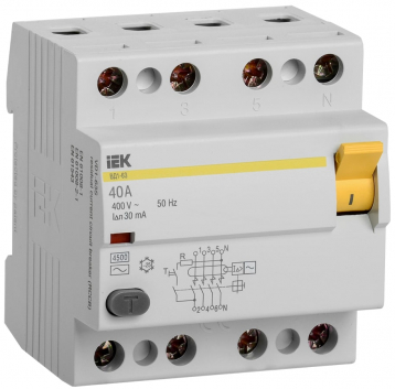 Выключатель дифференциального тока (УЗО) ВД1-63 4Р 40А 30мА А