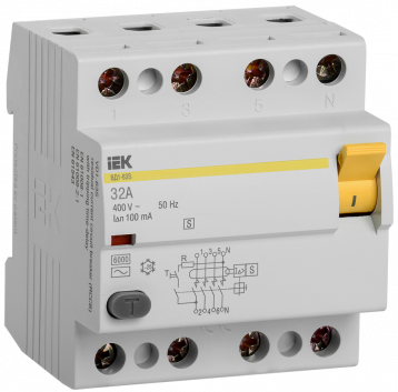 Выключатель дифференциального тока (УЗО) 4п 32А 100мА ВД1-63 АС