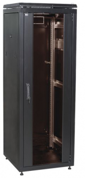 Шкаф сетевой 19дюйм ITK LINEA N 24U 600х600 мм стеклянная передняя дверь, задняя металлическая черный