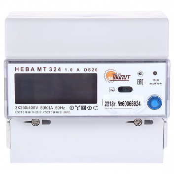 Счетчик электроэнергии НЕВА МТ 324 1.0 AR E4BS29 трехфазный многотарифный 5(100) класс точности 1.0/2.0 D ЖКИ RS485 Ур