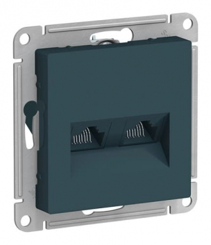 Розетка ATLASDESIGN двойная компьютерная RJ45+RJ45 категория 5E механизм изумруд
