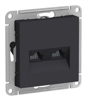 Розетка ATLASDESIGN двойная компьютерная RJ45+RJ45 категория 5E механизм карбон