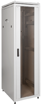 Шкаф сетевой 19 ITK LINEA N 28U 600х600мм стеклянная передняя дверь серый