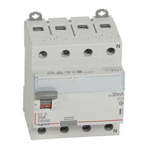 Выключатель дифференциального тока (УЗО) DX3 4П 40А АCS 300мА N справа