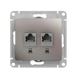 GLOSSA розетка двойная компьютерная RJ45+RJ45 кат.5E механизм платина