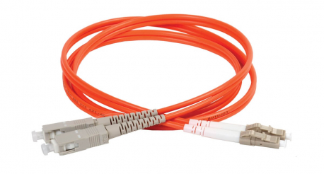Шнур оптический коммутационный соединительный (патч-корд) для многомодового кабеля (MM) 50/125 (OM2) SC/UPC-LC/UPC двойного исполнения (Duplex) LSZH 1м