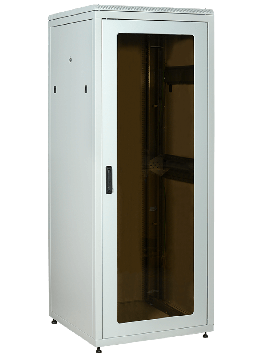 Шкаф сетевой 19 LINEA N 33U 800х800мм стеклянная передняя дверь задняя металлическая серый