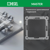 MASTER Выключатель одноклавишный скрытой установки, в рамку, черный