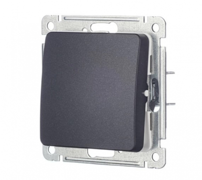 MASTER Выключатель одноклавишный скрытой установки, в рамку, черный