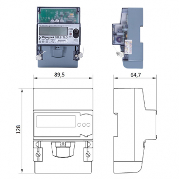 Счетчик электроэнергии  Меркурий 201.8 TLO  5(80)Акласс точности 1/2 ЖКИ,DIN, модем PLC-II,встроенное реле