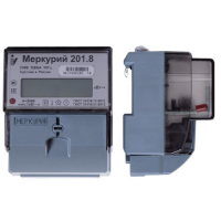 Счетчик электроэнергии Меркурий 201.8  однофазный однотарифный, 5(80), кл.точ. 1.0,  D, ЖКИ
