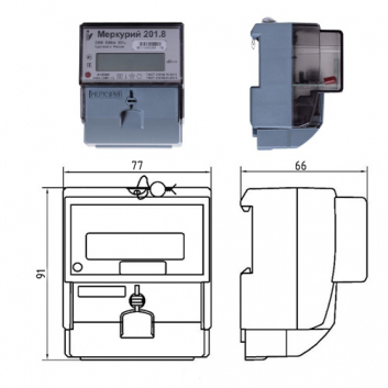 Счетчик электроэнергии Меркурий 201.8  однофазный однотарифный, 5(80), кл.точ. 1.0,  D, ЖКИ