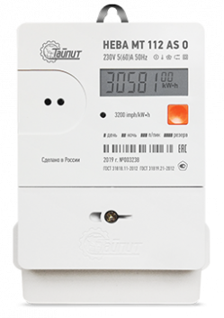 Счётчик электроэнергии НЕВА МТ 112 AS O 5(60) однофазный многотарифный, Ур регион