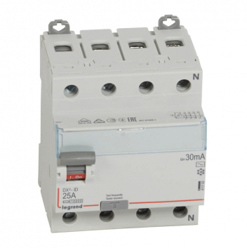 Выключатель дифференциального тока (УЗО) DX3 4П 63А АC 500мА N справа