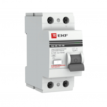 Выключатель дифференциального тока (УЗО) ВД-100 2P 16А/100мА (электромеханическое) EKF PROxima